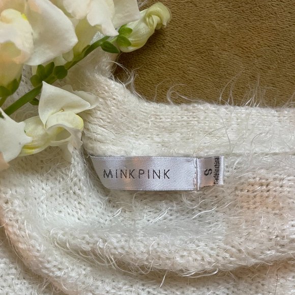 MINKPINK fuzzy off-white cardigan - Picture 2 of 3